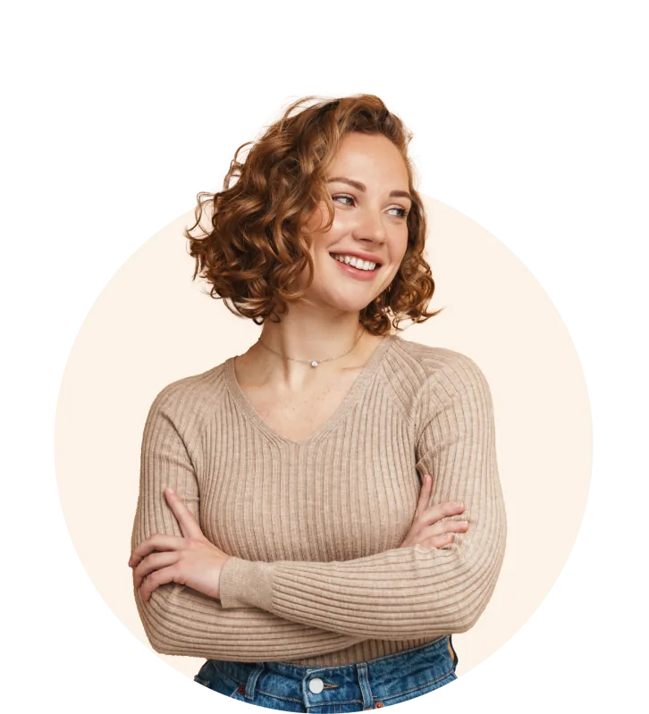 Woman with circle background